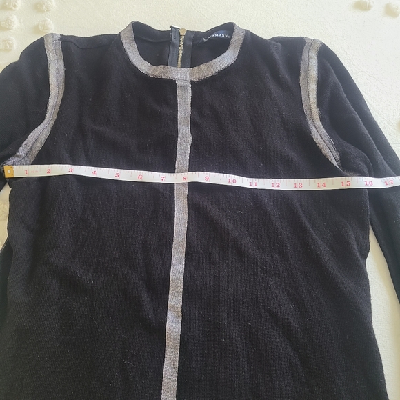 Ermanna Women Contrast Trim Knit Sweater Size 38 Black Metallic Gray Lightweight - Picture 6 of 8